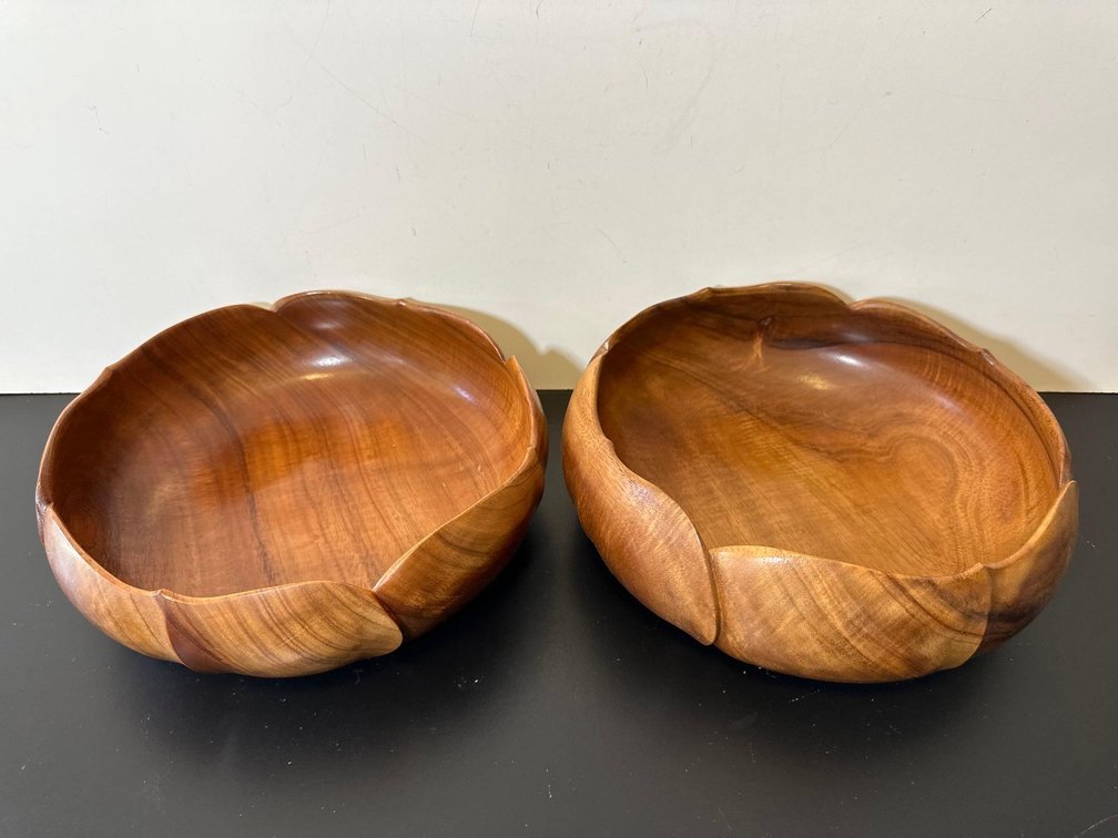 (X's 2) 11" Round Koa Wood Bowls 