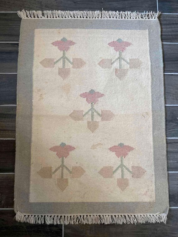 Red Flower Entry Mat Rug 