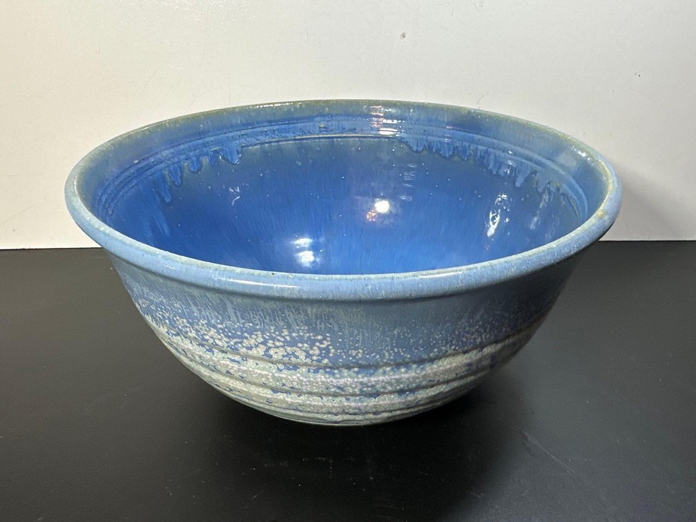 Kauai Artist Signed Handcrafted Blue 10" Bowl 