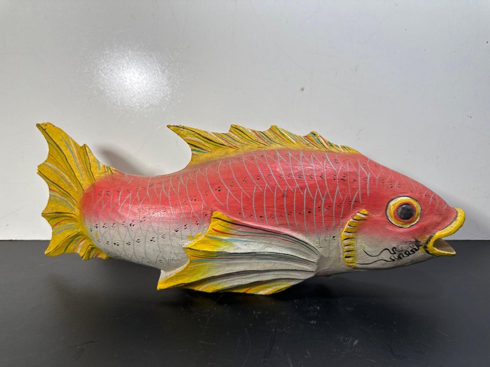 Wood Orange and Yellow Painted Fish 