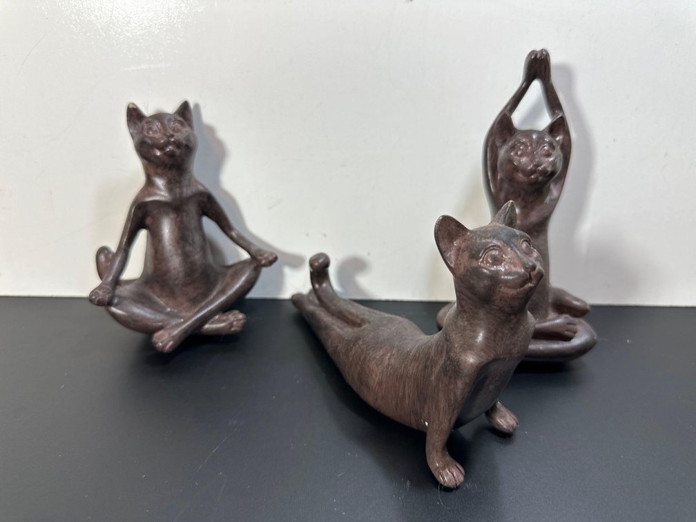 (X's 3) Cat Yoga Sculptures 