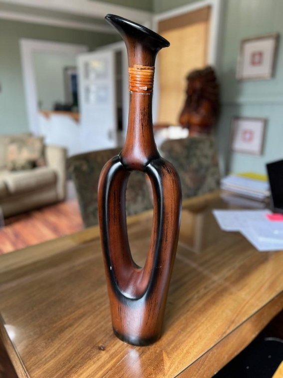 Tall Wooden Decorative Hawaiian Vase