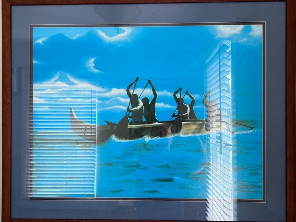 Blue Outrigger Canoe Picture