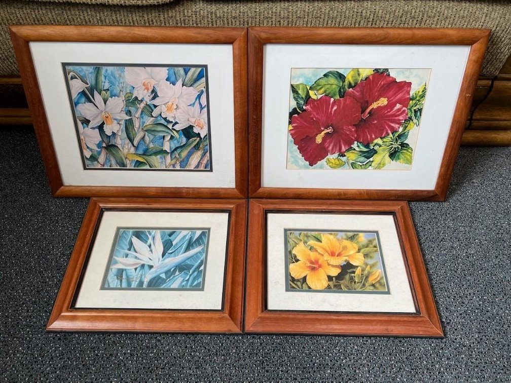 Four Tropical Flower Prints