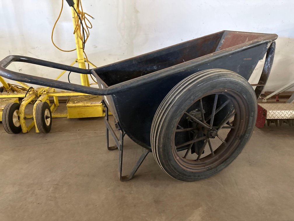 Vintage 2-Wheeled Metal Wheelbarrow
