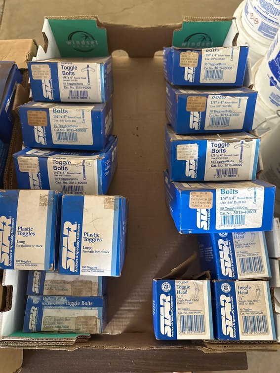 (X's 14) Boxes of Toggle Heads and Bolts
