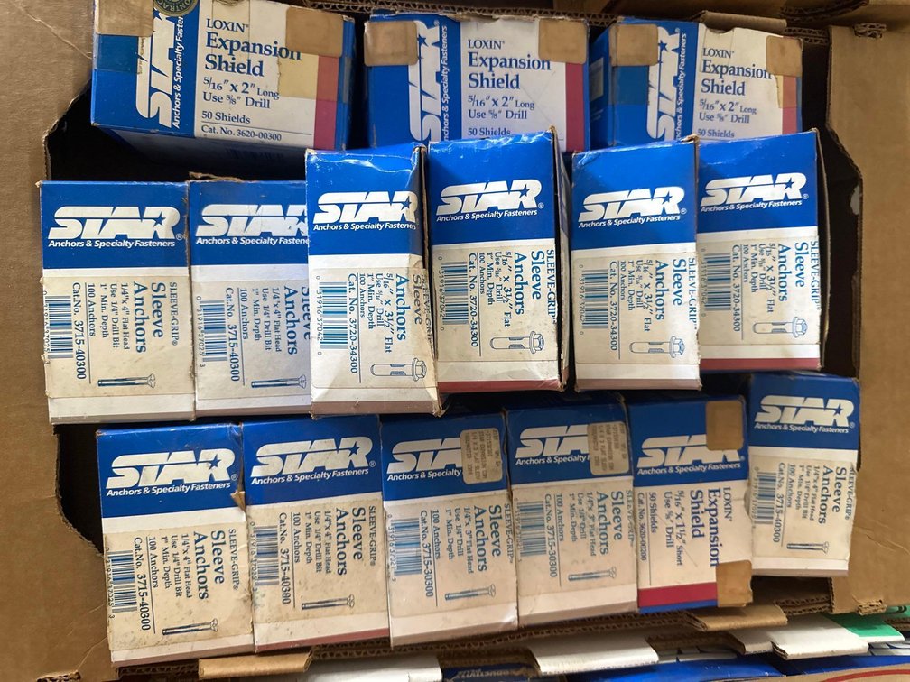 (X's 15) Boxes of Sleeve Anchors and Expansion Shields