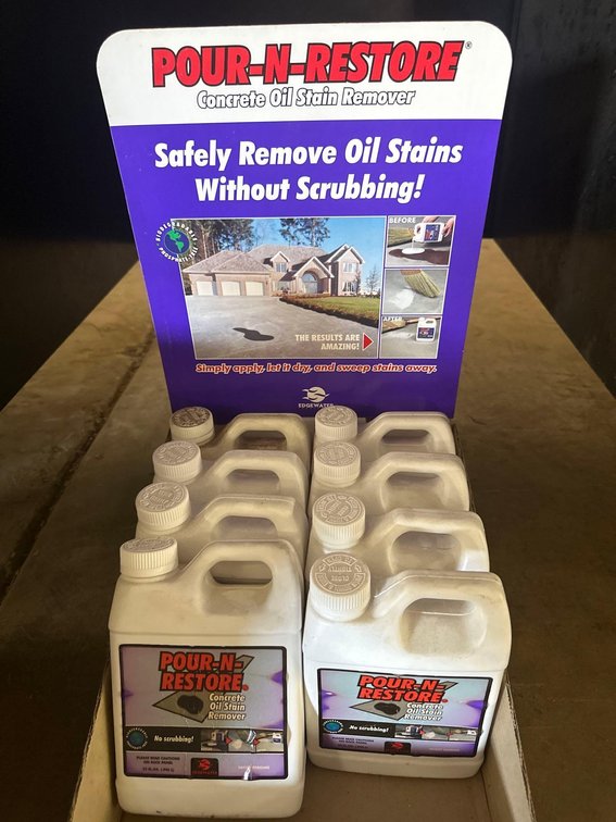 (X's 8) Jugs of Pour-N-Restore Concrete Oil Stain Remover