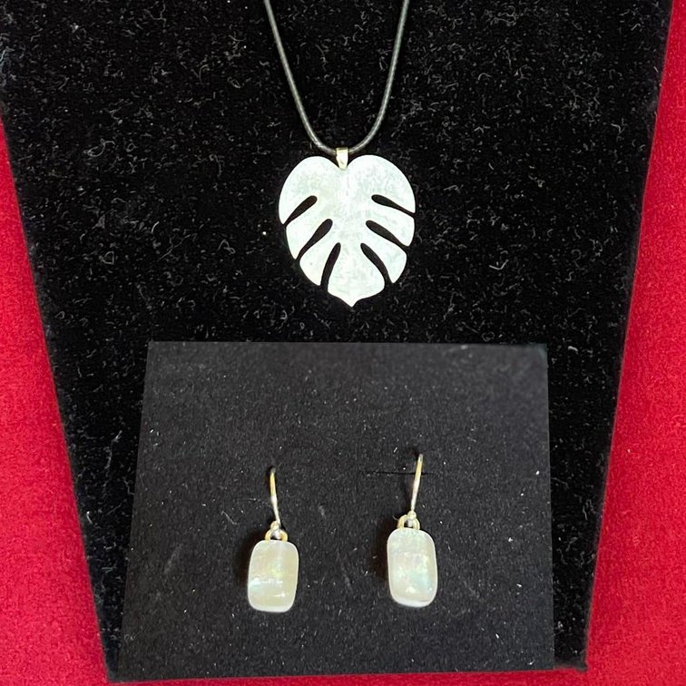 Necklace & Earrings Set by Rainbow Wave Art