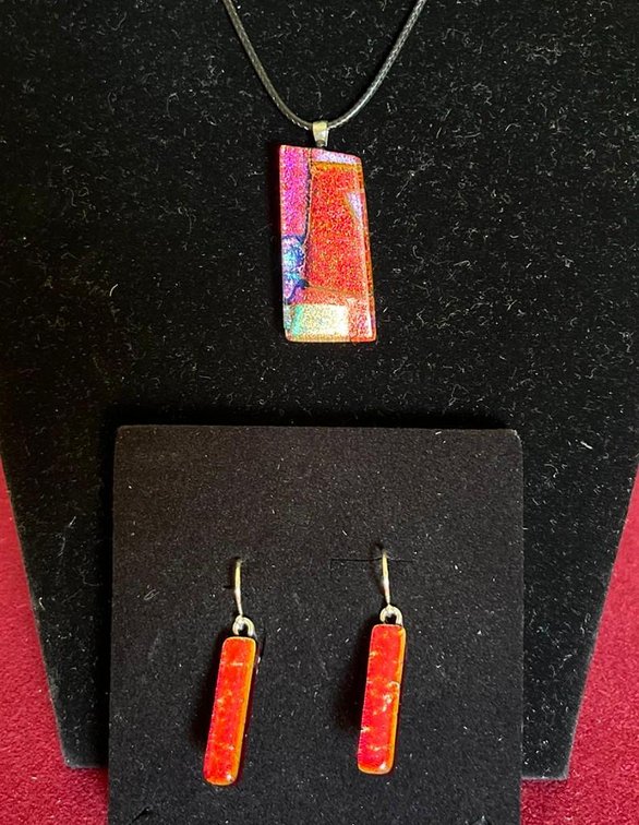 Necklace & Earrings Set by Rainbow Wave Art