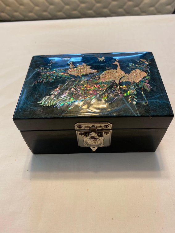 Small Black Lacquer Jewelry or Trinket Box