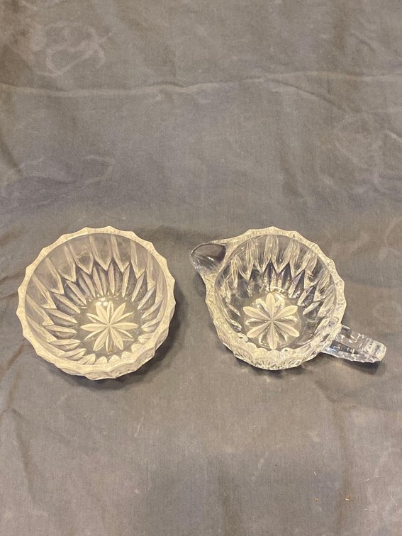 Etched Glass Cream And Sugar Servers