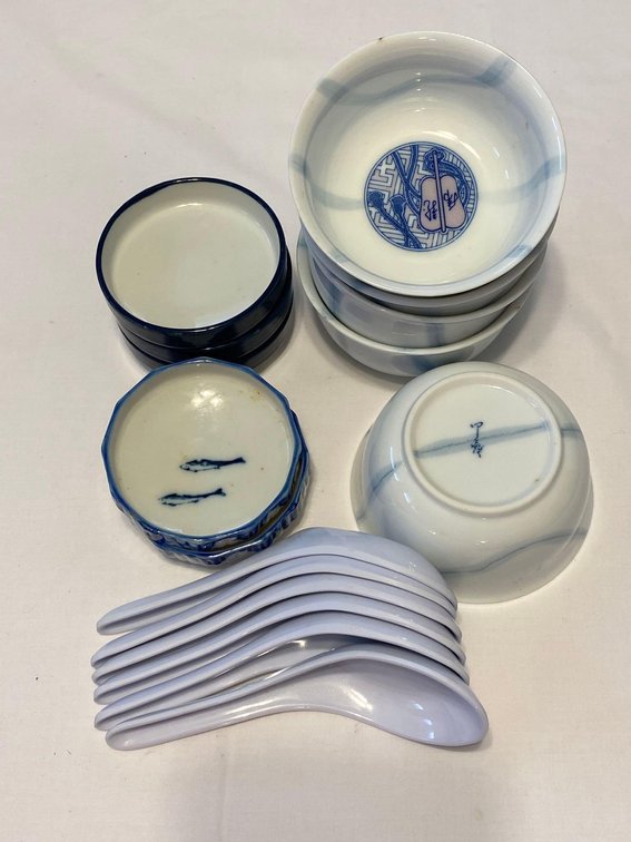 Vintage Porcelain Japanese Bowls and Side Dishes