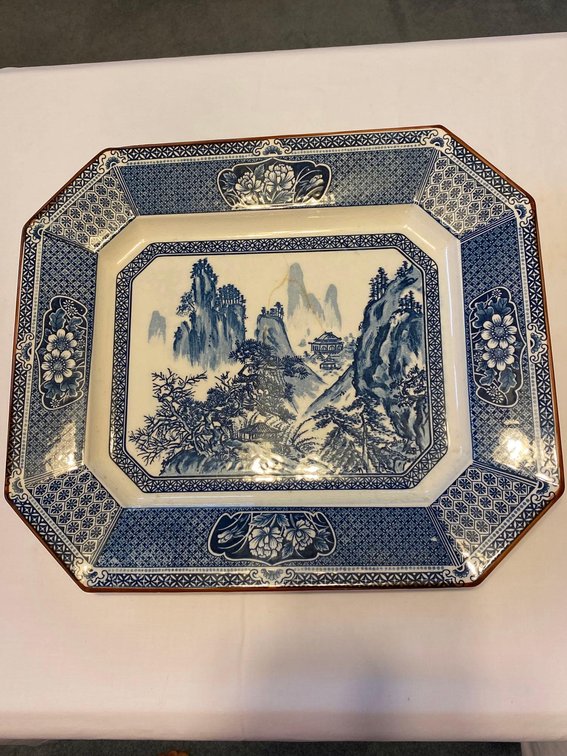 Two Vintage Asian Scene Serving Platters