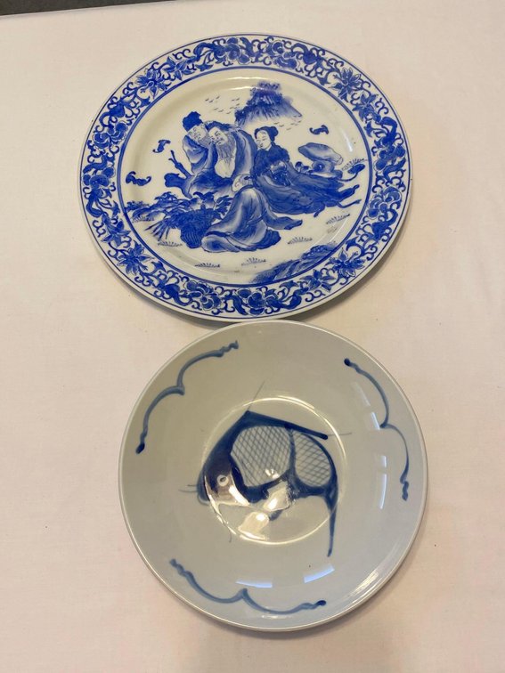 Set of Asian Design Plate and Bowl