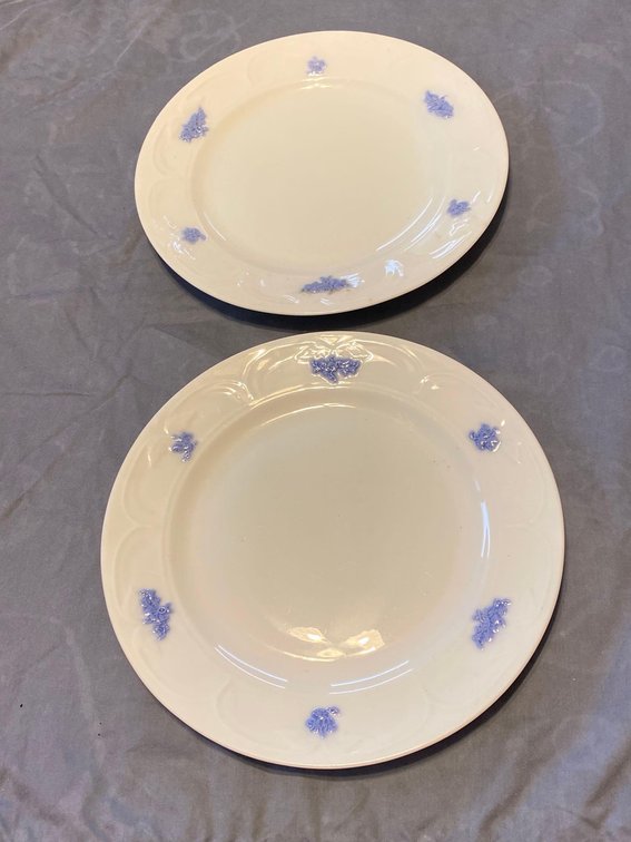 White China Plates VTG Raised Blue Floral Stations