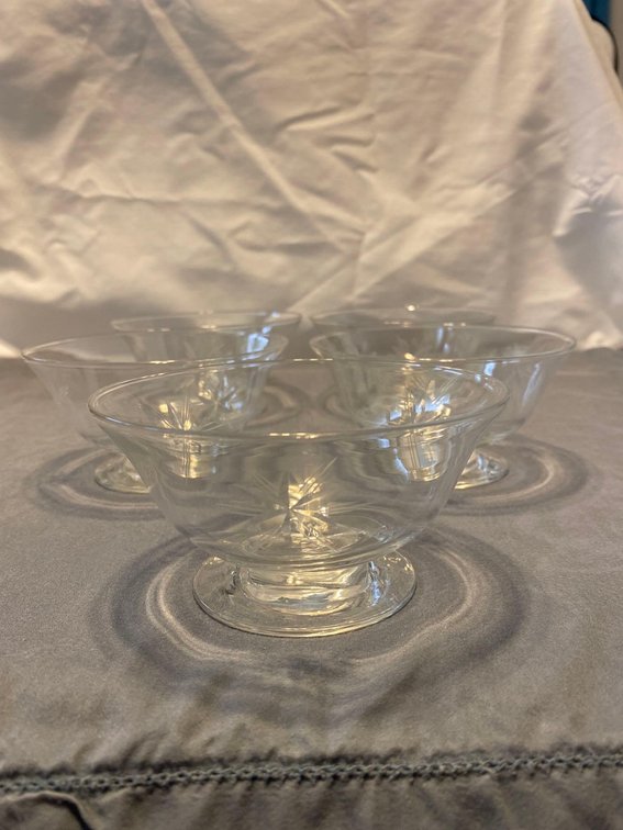 (X’s 5) Vintage Fostoria Starburst 2.5” Ice Cream Bowls