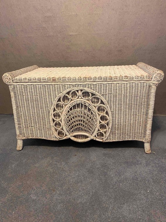 White Wicker Storage Chest