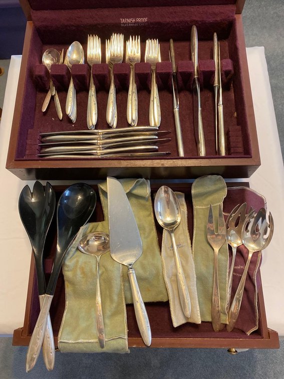 Gorham Celeste Sterling Silver Flatware Service for 12 with Storage Chest