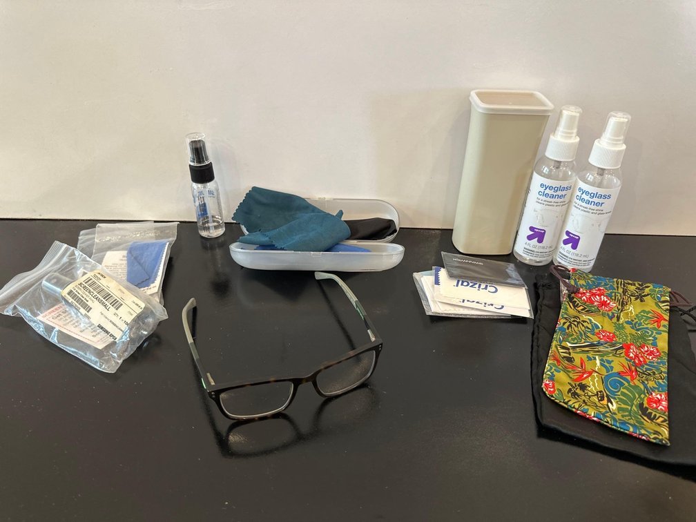 Mixed Lot of Eyeglasses, Cleaner, and Cases