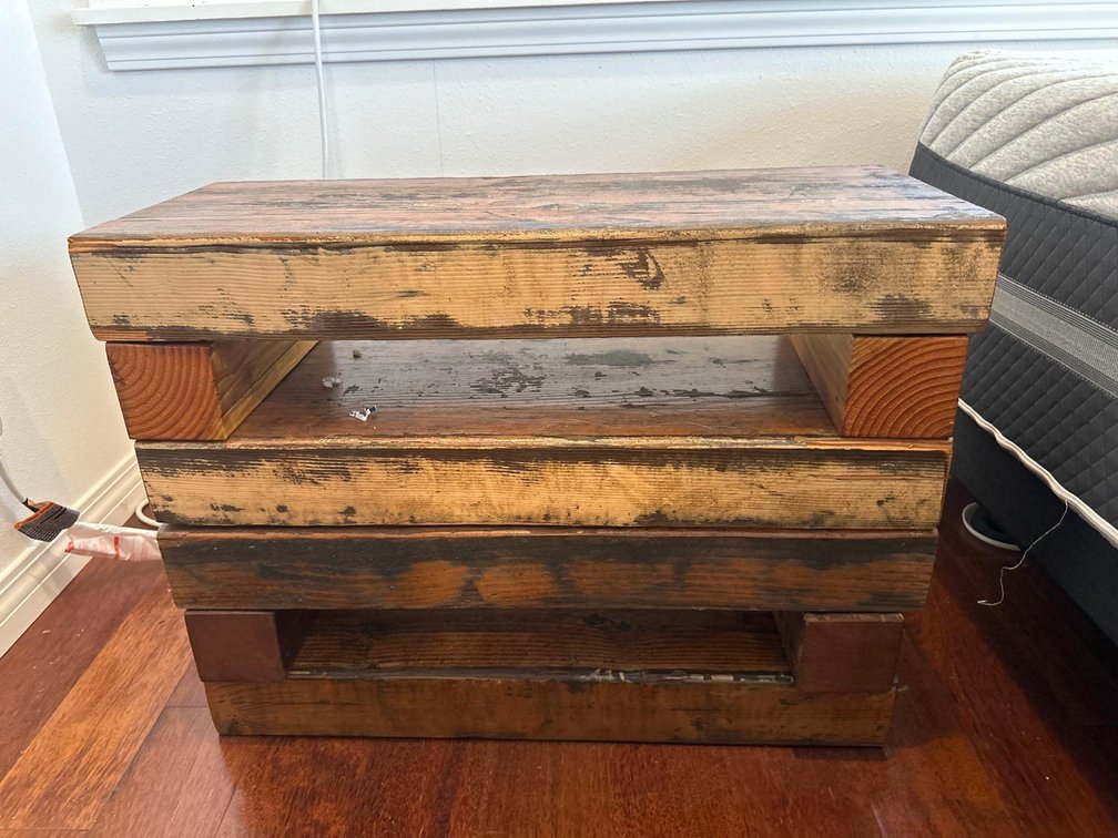 Distressed Wood Slab Side Table