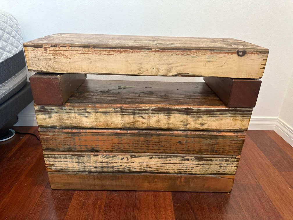 Distressed Wood Slab Side Table