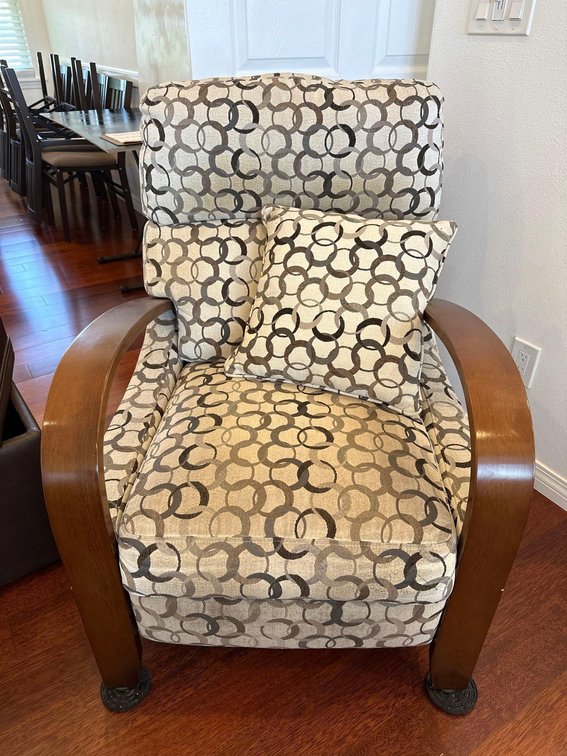 Upholstered Recliner Chair with Wood Armrests