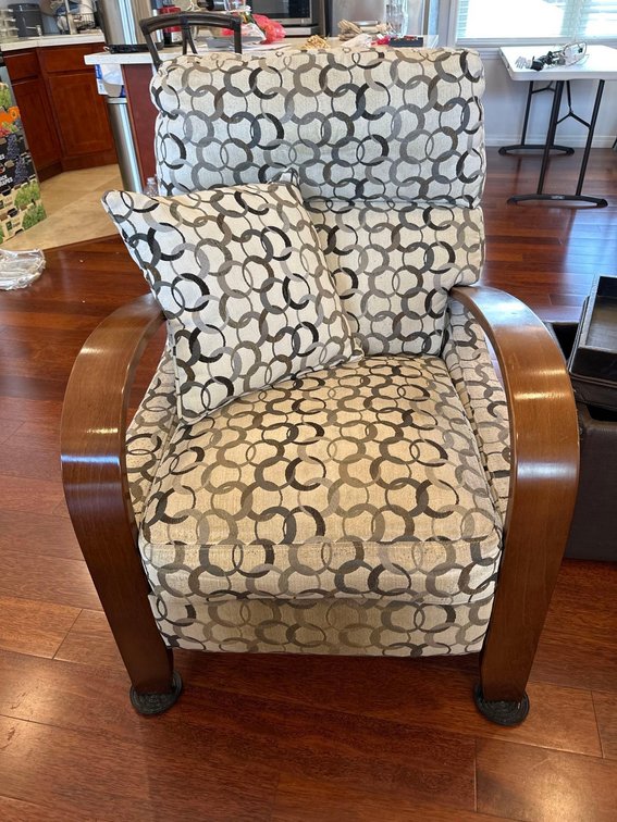 Upholstered Recliner Chair with Wood Armrests
