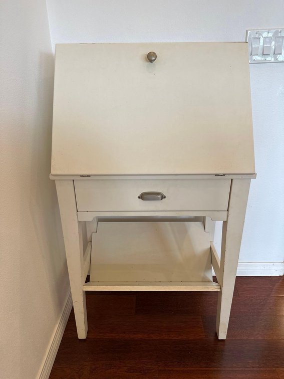 Vintage White Wooden Secretary Style Desk