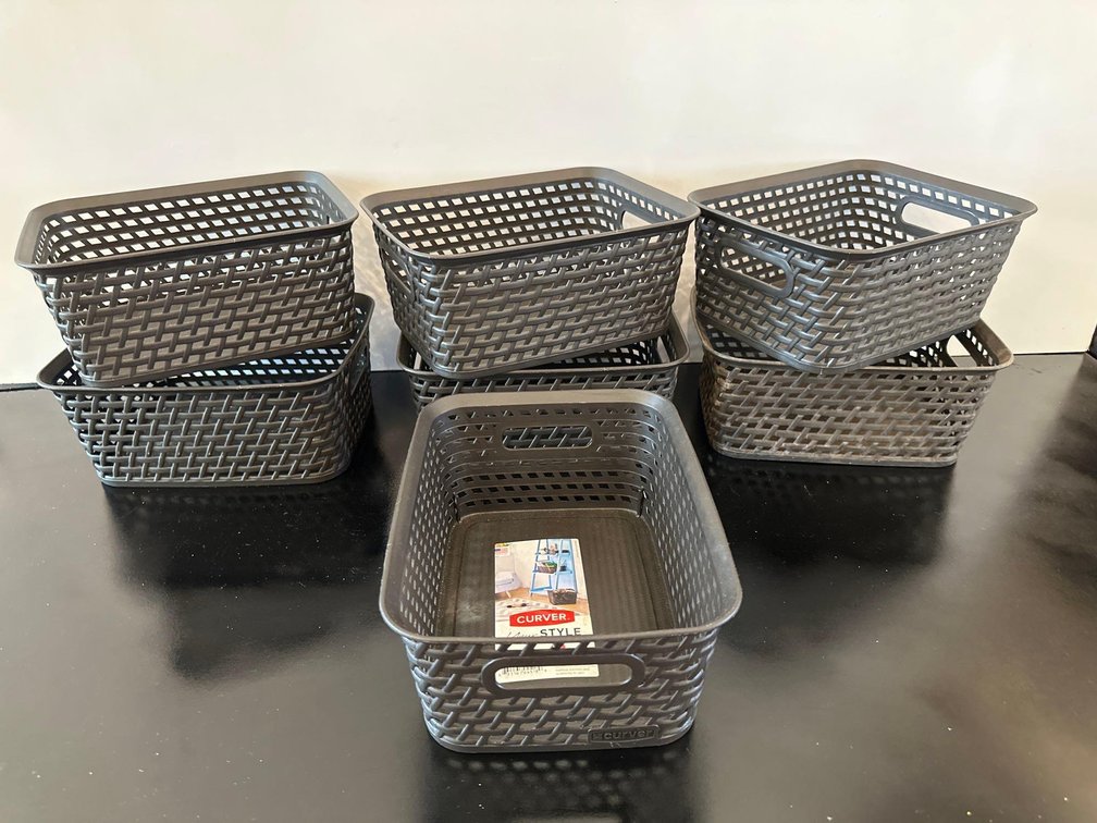 Seven Plastic Organizing Baskets