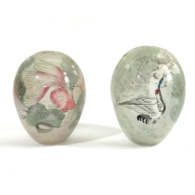 (X's 2) Hand Painted Glass Eggs