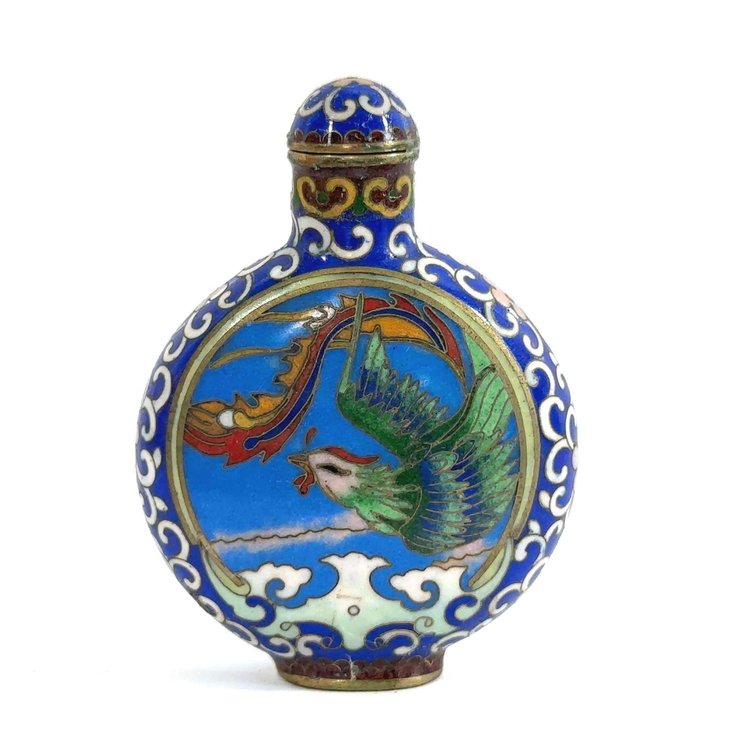 Antique Metal Cloisonné Chinese Snuff Bottle