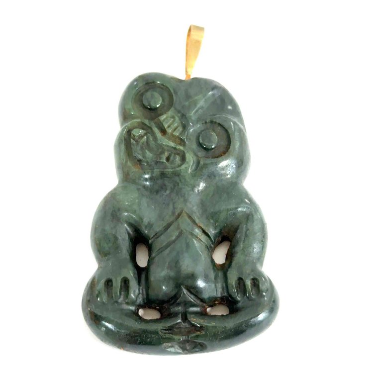 Hei-Tiki Carved Jade Stone Pendant