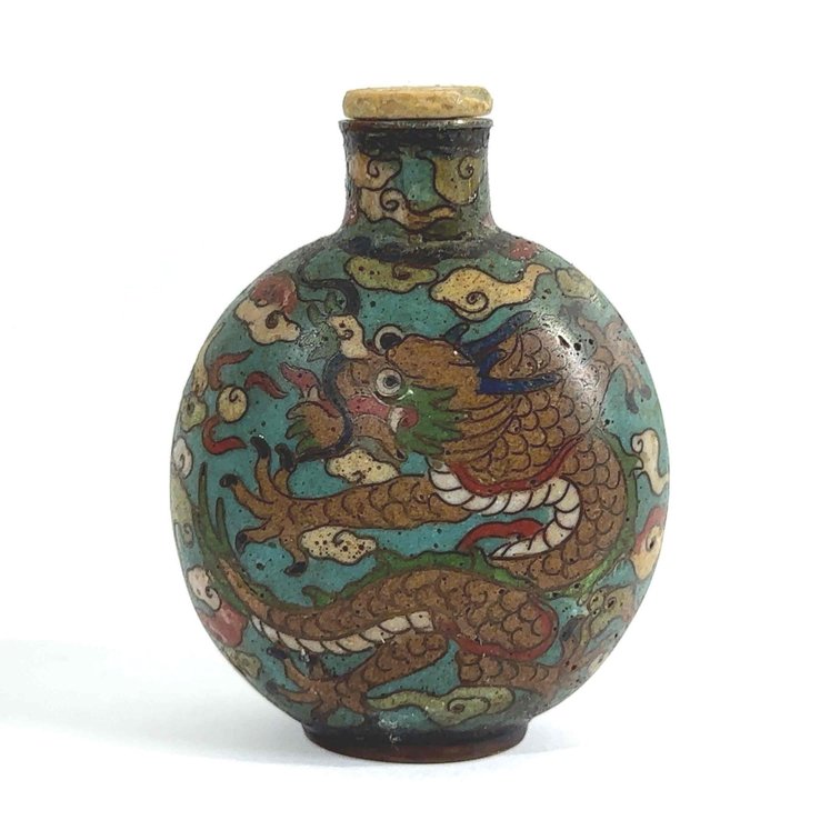 Antique Metal Cloisonné Snuff Bottle
