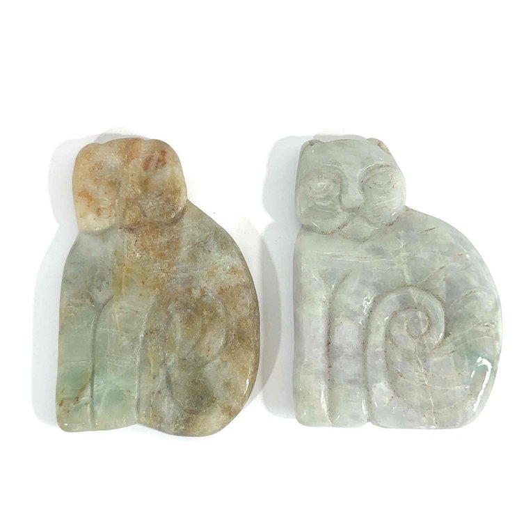 (X's 2) Carved Stone Cats
