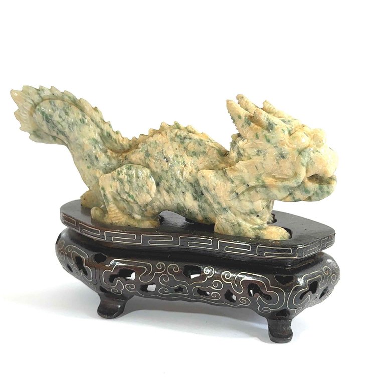 Heavy Weight Stone Dragon on Painted Wood Mount