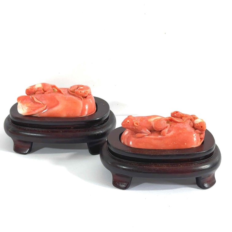 Chinese Stone Egg Displayed on Two Stands