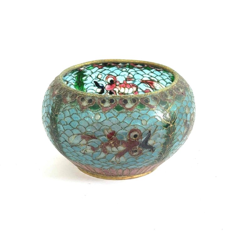 Delicate Vintage Glass Cloisonné Miniature Bowl