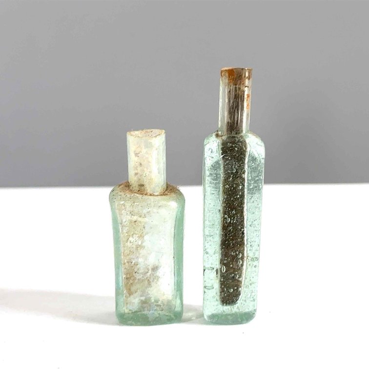 (X's 2) Antique Miniature Glass Bottles