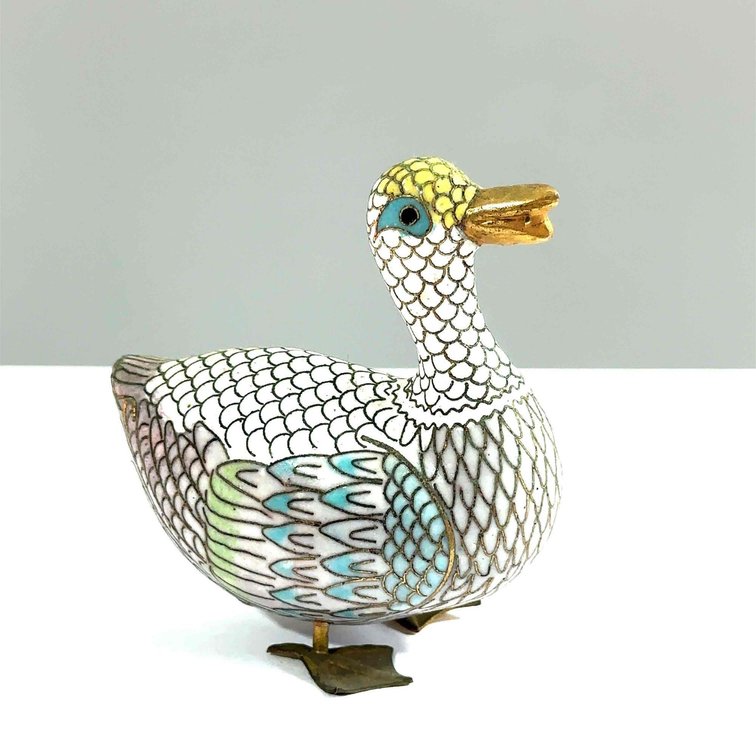 Vintage Metal Cloisonné Duck