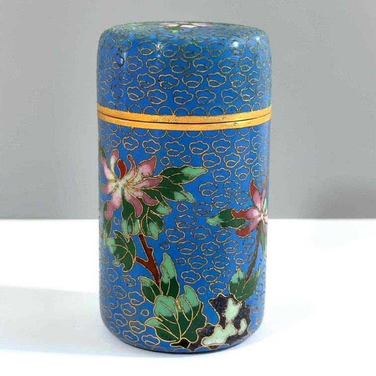 Vintage Chinese Cloisonné Enamel Tea Caddy Jar