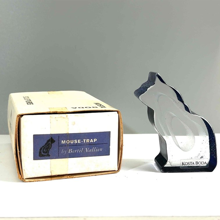 Bertil Vallien for Kosta Boda “Mouse-Trap” Glass Sculpture in Original Box