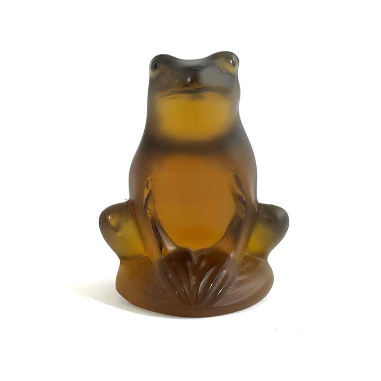 Lalique Smokey Amber Frog