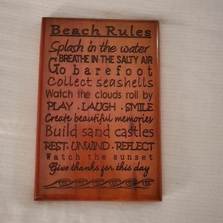 Island Laser Arts Beach Rules Plaque