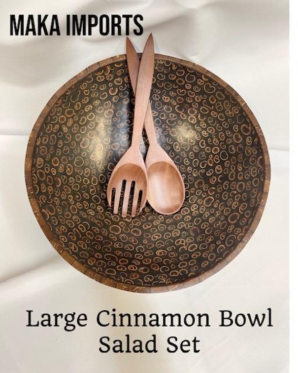 Custom Maka Imports Large Cinnamon Bowl Salad Set 