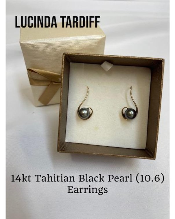 Lucinda Tardiff 14k Tahitian Black Pearl Earrings