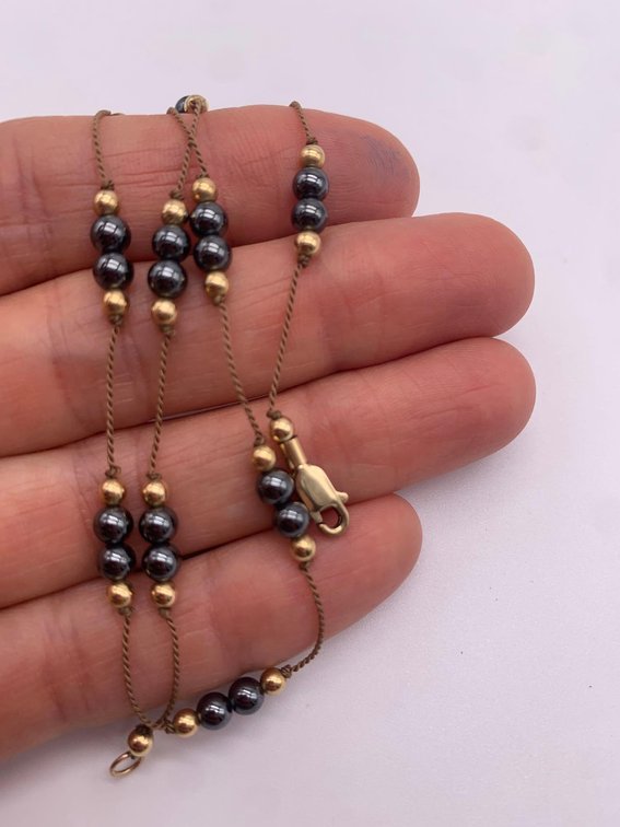 14/20 Gold Filled Beaded Necklace w/ Hematite