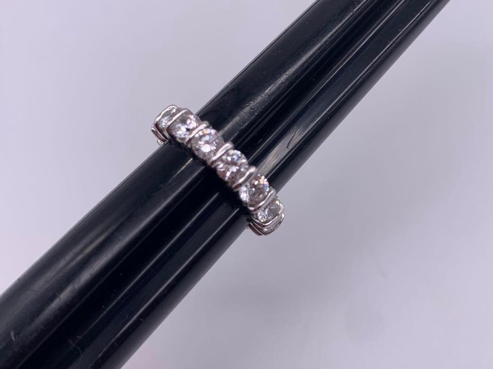 Sterling Silver & CZ Eternity Band Ring Sz 6.5
