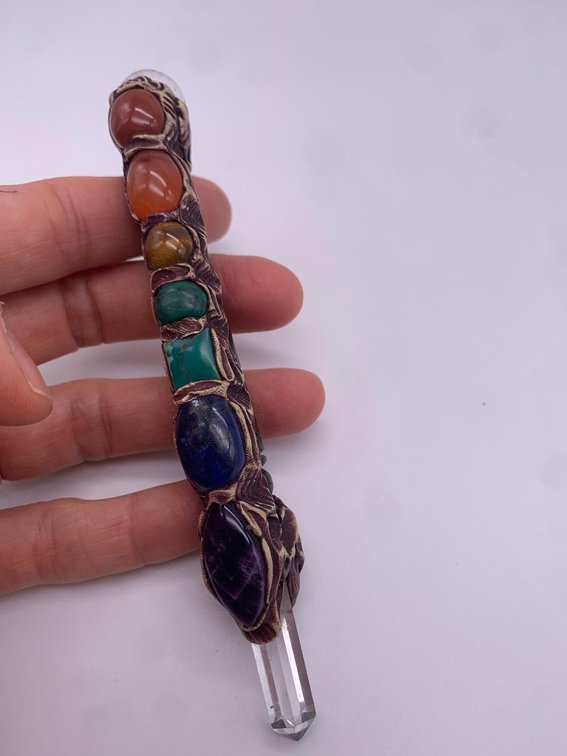 Chakra Balancing Wand w/ Rainbow Stones & Crystal