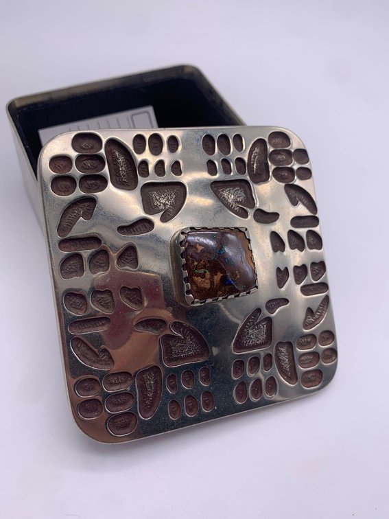 Nickel Silver & 33.5 Carat Yawah Opal Trinket Box